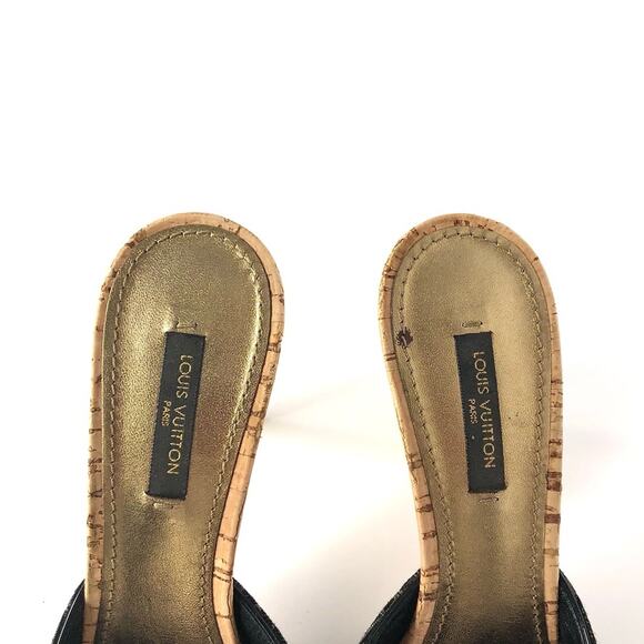 Louis Vuitton Retro Vintage Monogram Bow Denim Slides Mules Sandals 36.5 - Picture 4 of 11